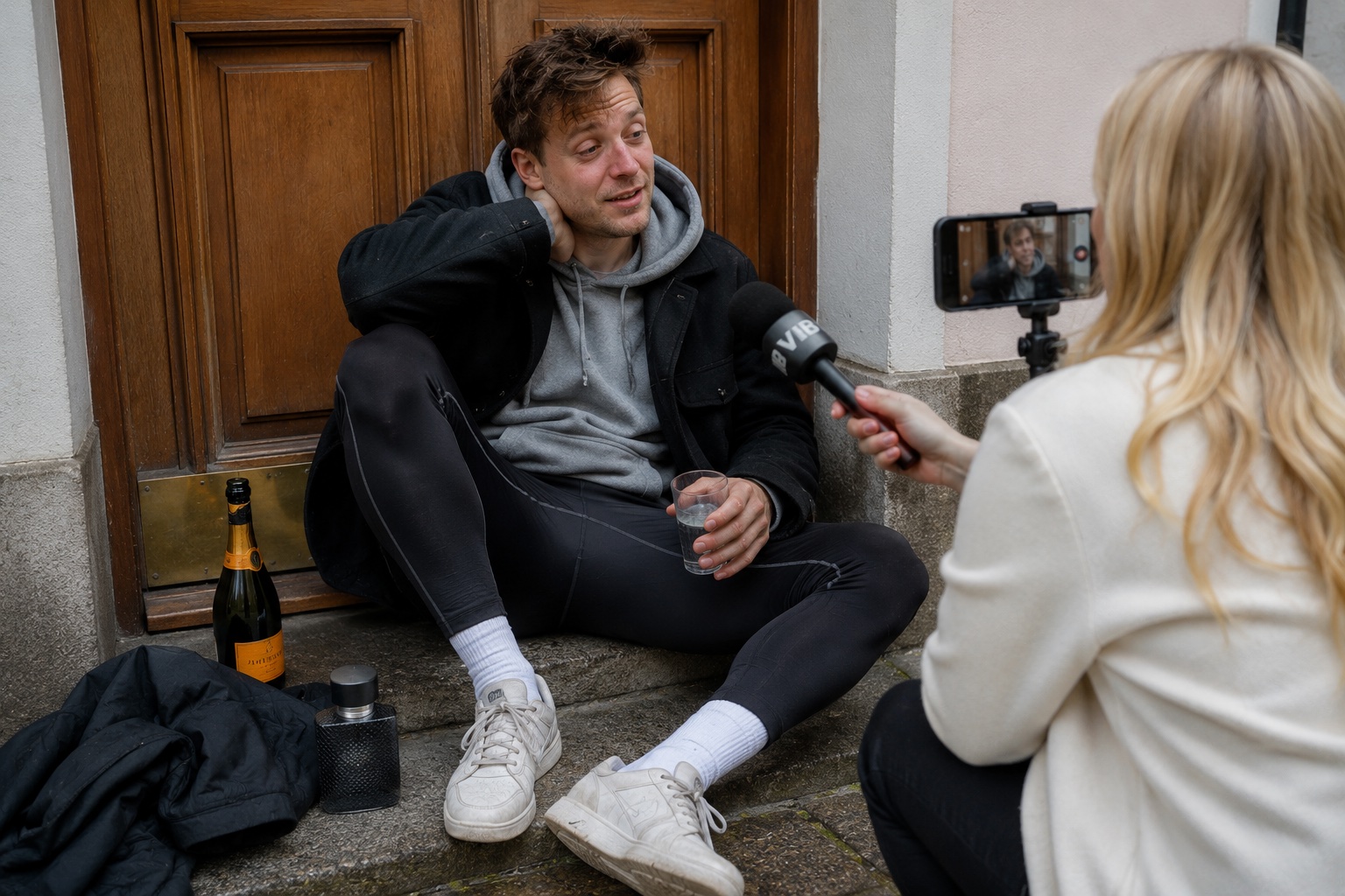 Det ligger en man utanför dörren
